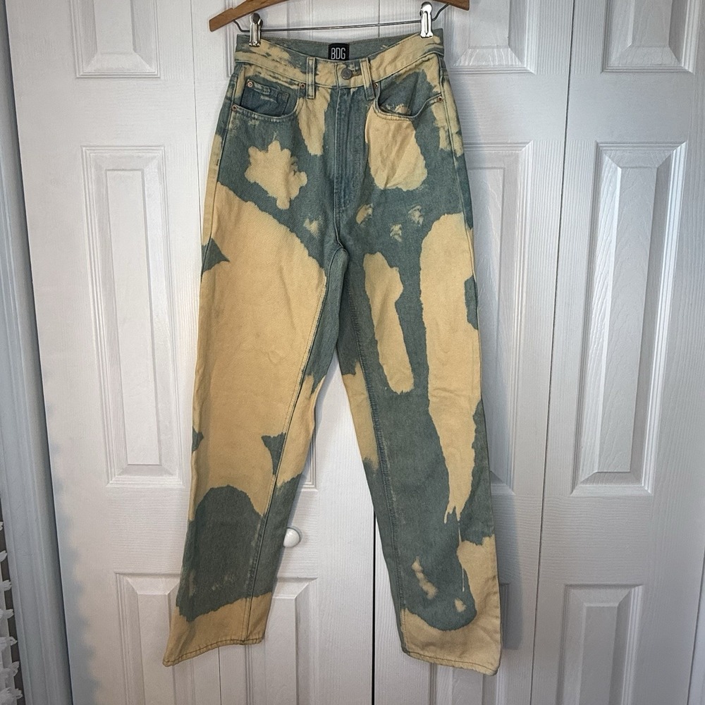 BDG Urban Outfitters High Rise Baggy Jeans Size 25 Tye Dye Roll Up Denim‎ Pants